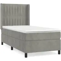 vidaXL Lit boxspring avec matelas gris clair 80x200 cm velours