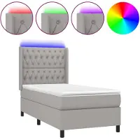 vidaXL Lit boxspring avec matelas & LED gris clair 80x200 cm Tissu
