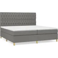 vidaXL Lit boxspring avec matelas gris foncé 200x200 cm Tissu