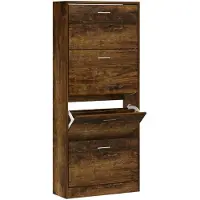vidaXL Armoire à chaussures Chêne fumé 63x24x147 cm Bois d'ingénierie
