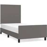 vidaXL Sommier avec tête de lit Gris 90x190 cm Similicuir
