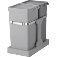 EKO - Collecteur de déchets encastrable Deco 20+15 litres - Plastic Stainless steel - Gris