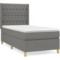vidaXL Lit boxspring avec matelas gris foncé 90x200 cm Tissu