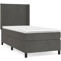 vidaXL Lit boxspring avec matelas gris foncé 90x200 cm velours