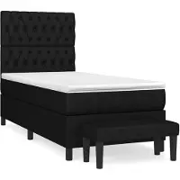 vidaXL Lit boxspring avec matelas noir 100x200 cm tissu