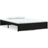 vidaXL Lit en bois massif noir 140x190 cm