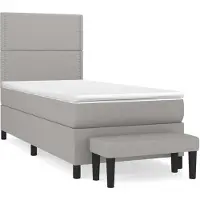 vidaXL Lit boxspring avec matelas gris clair 90x190 cm Tissu