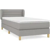 vidaXL Lit boxspring avec matelas gris clair 100x200 cm Tissu
