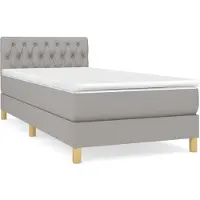 vidaXL Lit boxspring avec matelas gris clair 100x200 cm Tissu