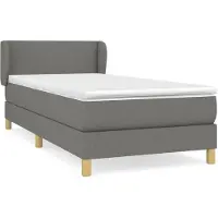vidaXL Lit boxspring avec matelas gris foncé 90x200 cm Tissu