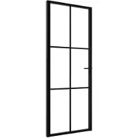 vidaXL Porte intérieure verre ESG et aluminium 76x201,5 cm noir