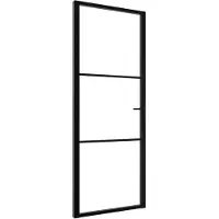 vidaXL Porte intérieure verre ESG et aluminium 76x201,5 cm noir