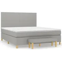 vidaXL Lit boxspring avec matelas gris clair 160x200 cm Tissu