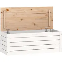 vidaXL Boîte de rangement Blanc 89x36,5x33 cm Bois massif de pin