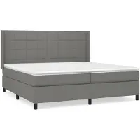 vidaXL Lit boxspring avec matelas gris foncé 200x200 cm Tissu