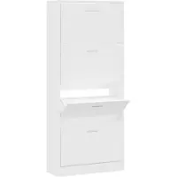 vidaXL Armoire à chaussures Blanc 63x24x147 cm Bois d'ingénierie