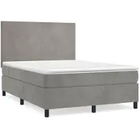 vidaXL Lit boxspring avec matelas gris clair 140x190 cm velours