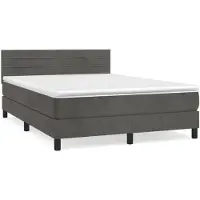 vidaXL Lit boxspring avec matelas gris foncé 140x200 cm velours