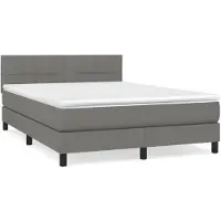 vidaXL Lit boxspring avec matelas gris foncé 140x190 cm Tissu