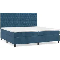 vidaXL Lit boxspring avec matelas bleu foncé 200x200 cm velours