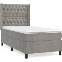 vidaXL Lit boxspring avec matelas gris clair 80x200 cm velours