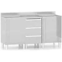 vidaXL Armoires de cuisine commerciales 3 pcs. acier inoxydable