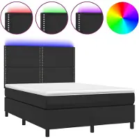 vidaXL Lit Boxspring avec matelas & LED Noir 140x190 cm Similicuir