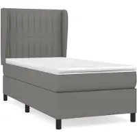 vidaXL Lit boxspring avec matelas gris foncé 90x200 cm Tissu