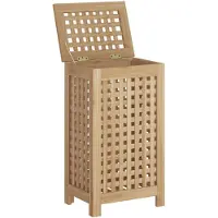 vidaXL Bac à linge 35x25x60 cm bois de teck massif