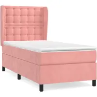 vidaXL Lit boxspring avec matelas rose 80x200 cm velours