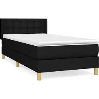 vidaXL Lit boxspring avec matelas noir 90x190 cm Tissu