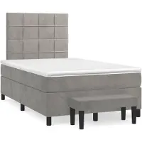vidaXL Lit boxspring avec matelas gris clair 120x200 cm velours