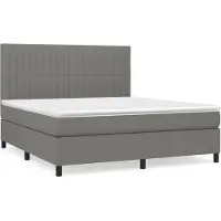 vidaXL Lit boxspring avec matelas gris foncé 160x200 cm Tissu