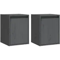vidaXL Armoires murales 2 pcs Gris 30x30x40 cm Bois de pin massif