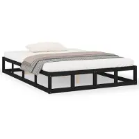 vidaXL Lit en bois massif noir 140x190 cm