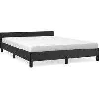 vidaXL -Cadre de lit-avec-tête-de-tête-en-simili cuir-noir-140x200-cm