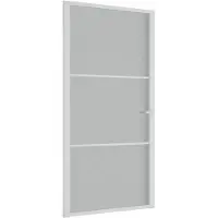 vidaXL Porte intérieure 102,5x201,5 cm blanc verre dépoli et aluminium