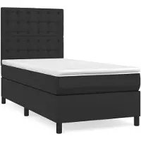 vidaXL Lit boxspring avec matelas noir 90x190 cm similicuir