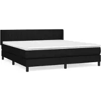 vidaXL Lit boxspring avec matelas noir 180x200 cm Tissu