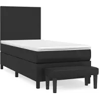 vidaXL Lit boxspring avec matelas noir 90x200 cm similicuir