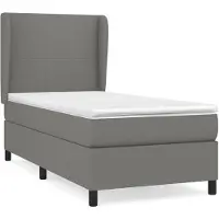 vidaXL Lit boxspring avec matelas gris foncé 90x200 cm Tissu