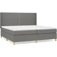 vidaXL Lit boxspring avec matelas gris foncé 200x200 cm Tissu