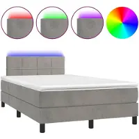 vidaXL Lit boxspring avec matelas & LED gris clair 120x200 cm velours