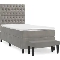 vidaXL Lit boxspring avec matelas gris clair 100x200 cm velours