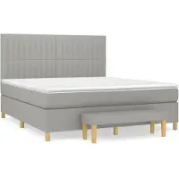 vidaXL Lit boxspring avec matelas gris clair 180x200 cm Tissu
