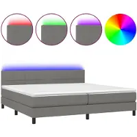 vidaXL Lit boxspring avec matelas & LED gris foncé 200x200 cm Tissu