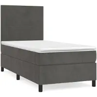 vidaXL Lit boxspring avec matelas gris foncé 90x200 cm velours