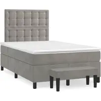 vidaXL Lit boxspring avec matelas gris clair 120x200 cm velours