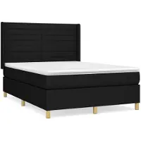 vidaXL Lit boxspring avec matelas noir 140x190 cm Tissu
