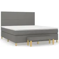 vidaXL Lit boxspring avec matelas gris foncé 160x200 cm Tissu